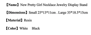 Detailed resin jewelry bust stand size specifications for earrings and necklace display