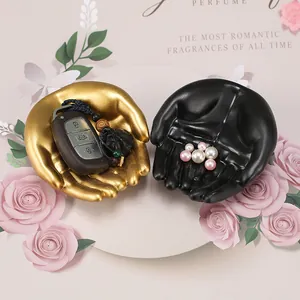 Creative Resin Palm Heart Hand Sculpture Jewelry Tray Storage Plate Key Holder Desktop Decoration Home Ornament