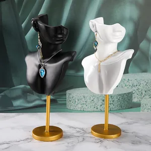 Hars Portret Figuur Sieraden Display Stand Voor Ketting Oorbellen Moderne Mannequin Buste Houder Fotografie Rekwisieten