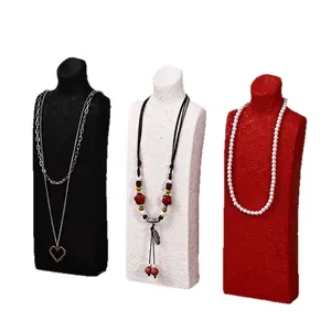 Resin bust mannequin stand set for necklace jewelry display in black, white and red colors