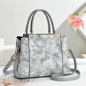 Women Floral Embroidery Tote And Wallet And Card Holder PU Leather Large Capacity Shoulder Crossbody Bag Elegant Handbag