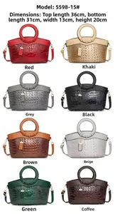 Crocodile pattern handbag multi-color collection with detailed size measurements
