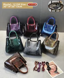 Detailed size chart for 1215# snake skin texture handbag with seven colors