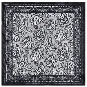 Bohemian paisley print square silk scarf for women in grey and black 60x60cm