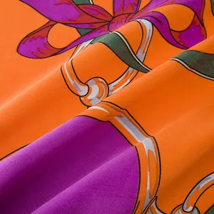 Macro detail of high-quality silk twill fabric with horsebit and ribbon pattern