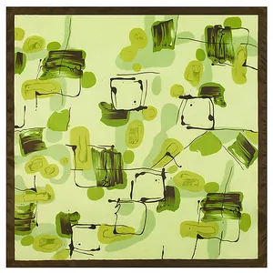 Women Abstract Art Print Satin Square Scarf Elegant Silk Like Hair Band Decorative Fashion Handkerchief Accessories