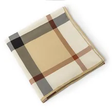 Detailed view of the classic checkered pattern on a large 100cm square silk scarf