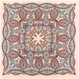 Detail von Paisley-Blattmuster auf rosa 100cm Seiden-Sonnenschutzschal für Damen