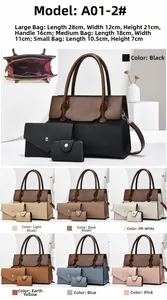 Three-piece women bag set with woven texture including tote, clutch, and card holder