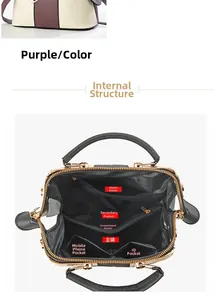 Vue détaillée de l'intérieur d'un grand sac cabas avec plusieurs compartiments