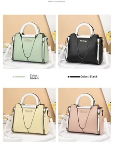 Detail showcasing four color variants of large capacity PU leather shoulder bags in a grid view