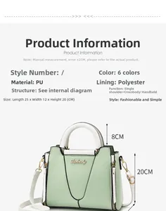 Detail of light green and white PU leather handbag showing texture and metal hardware