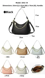 Détails du sac croissant avec dimensions et disposition du compartiment intérieur