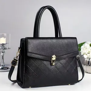Elegant Women PU Leather Quilted Handbag Lychee Grain Shoulder Messenger Bag With Gold Lock 2025 Fashion Mom Travel Bag