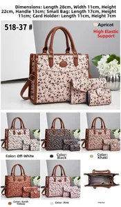 Ensemble de sacs 3 pièces pour femmes avec motif cerise et vue détaillée de l'intérieur