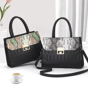 Set Borsa A Mano E Portafoglio Da Donna In Pelle PU Con Motivo A Serpente Elegante Borsa A Tracolla Con Chiusura Geometrica Per Affari