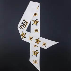 Pañuelo twilly de seda blanco con estrellas para asas de bolso y accesorio de pelo