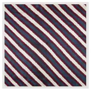 Silk-like square scarf 60x60cm featuring elegant burgundy and navy striped pattern
