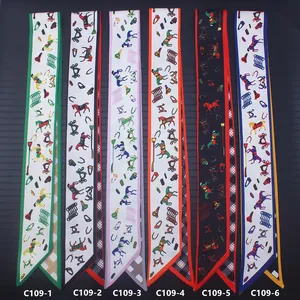 Cintas elegantes de seda con estampados ecuestres para asas de bolsos y el cabello