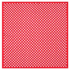 Foulard chic 55cm rouge à pois blancs classiques présenté en perspective à plat haut