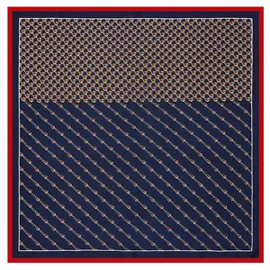 Women's Elegant Satin Square Scarf Retro Horse Bit Chain Print Silk Feeling Headband Neck Scarf Fashion Hair Accessory Bandana