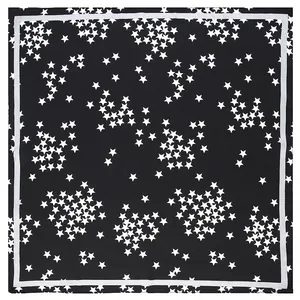 Women's Professional Satin Square Scarf Stars Print Korean Style Elegant Neck Kerchief Head Scarf Handbag Accessory