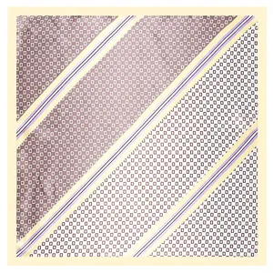 60cm Damen Seidenschal mit geometrischen Streifen und Rautenmuster in Lila und Beige