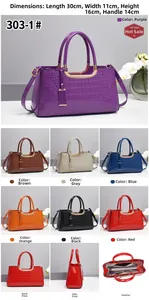 Detailed multi-angle view of embossed crocodile pattern Boston bag with size dimensions