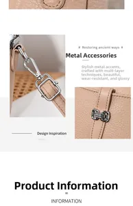 Close-up of pebble grain leather crossbody bag with polished gold hardware buckles