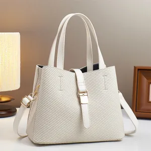 Women Woven Texture Tote Bag PU Leather Handbag With Top Handle And Removable Shoulder Strap For Daily Commuting Office