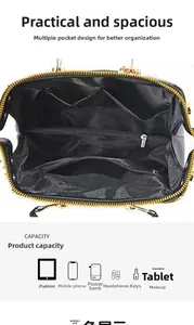 Detail of large capacity interior compartments for iPad mini and gadgets storage