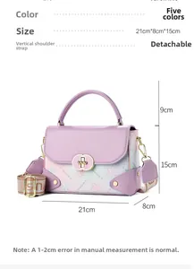 Vue détaillée du sac boîte coloré avec dimensions 21cm x 8cm x 15cm et motif floral