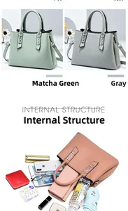 Internal structure of bicolor faux leather tote showing large storage capacity
