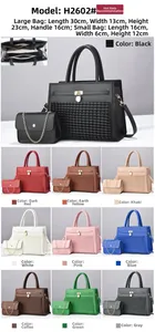 Détail du sac cabas à texture tressée avec pochette à chaîne en six couleurs variées