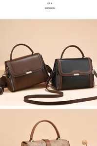 Détail de sacs cabas vintage en cuir marron et bicolore avec boucles en métal