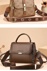 Détails de sacs vintage avec bandoulière brodée florale et texture en similicuir