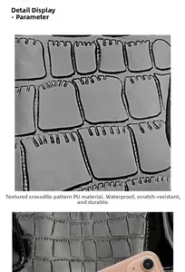 Macro detail of waterproof black crocodile texture PU leather showing scratch resistance