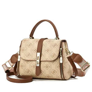 Vintage monogram canvas crossbody bag with brown leather trim and dual strap options