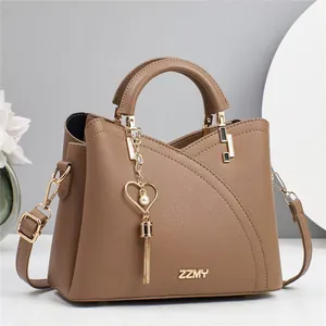 Women's Fashionable PU Leather Handbag Elegant Bucket Bag With Heart Artificial Pearl Pendant Versatile Shoulder Messenger Bag For Daily