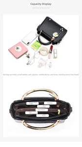 Internal structure of black leather crossbody bag showing multiple pockets and large capacity