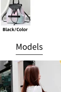 Detailed view of rainbow gradient travel backpack with black leather straps and star patterns