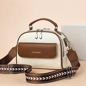 Borsa a Tracolla in Pelle PU da Donna Colore a Contrasto Borsa a Cuscino Doppia Cerniera Urban Minimalist Con Tracolla Larga