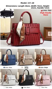 Sac à main gaufré chic montrant les dimensions et divers coloris pour femmes