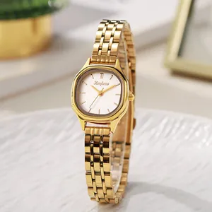 Luxury Women Quartz Watch Octagon Case Metal Link Bracelet Fashion Elegant Dress Wristwatch For Lady Gold Silver Stainless Steel Band