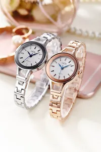 Close-up of GEDI G010-2 stainless steel watches with sunray dial and blue hands
