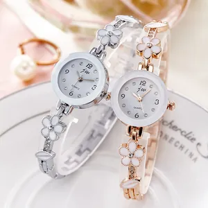 Orologio Bracciale Floreale da Donna Cinturino in Acciaio Inossidabile Cassa in Lega Strass Fiore Smaltato Orologio al Quarzo