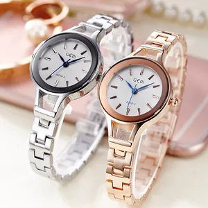 GEDI G010-2 elegant quartz watch set for women with metal strap in silver and rose gold