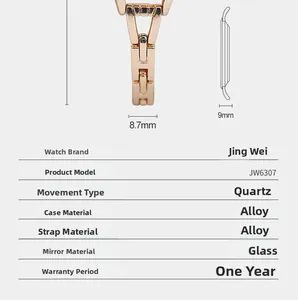 Spécifications techniques détaillées et dimensions pour montre femme en alliage