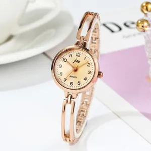 Women Vintage Quartz Watch Rose Gold Alloy Bracelet Strap Waterproof Fashion Jewelry Watch Elegant Arabic Numerals Wristwatch