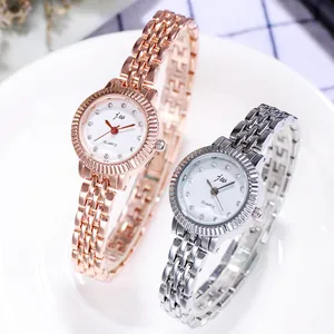 Elegante Damen Mode Quarzuhr Legierung Gliederkettenarmband Armbanduhr Mit Strass-Indizes Rundes Zifferblatt Uhr Für Damen
